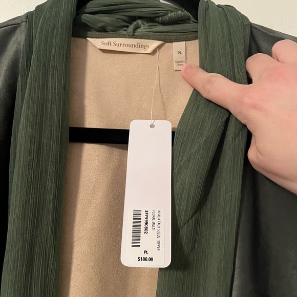 NWT Soft Surroundings Womens Topper Large Petite Faux Suede Floral - Picture 2 of 2